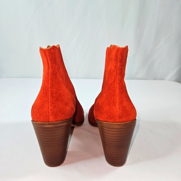 Rowen Peep Toe Stack Block Heel Booties Red/Orange Sz 6 - Picture 9 of 9